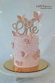 1st Birthday Cake Girl Butterfly gambar png