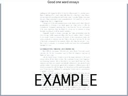 One Word Essay Example One Word Essay Best Sample 100 Word Essay In