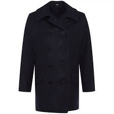 Пальто Long Wool Pea Coat Navy бренда