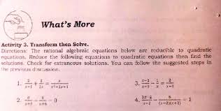The Rational Algebraic Equations Below