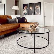 36in Round Tempered Glass Coffee Table