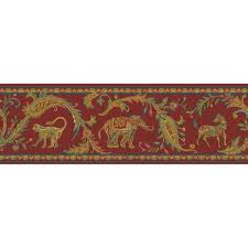 Brewster Red Tribal Red Wallpaper
