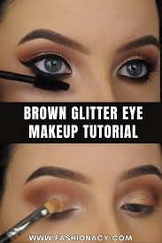 brown glitter eye makeup tutorial