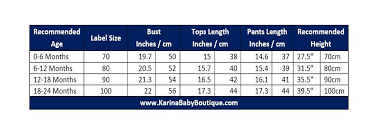 Common Size Charts Infant To Toddler Karina Baby Boutique