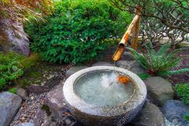 Stone Basin Bamboo Water Fountain In