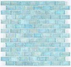 Iridescent Pool Glass Tile Aqua 1x2 In