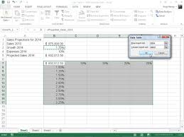 two variable data table in excel 2016