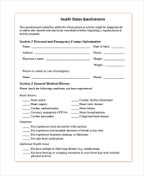 Free 10 Sample Health Questionnaire Forms In Pdf Word