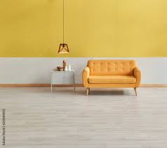 yellow wall yellow sofa wooden l and
