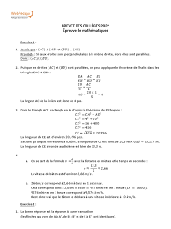 Corrigé - Brevet Maths 2022 | PDF | Nombre premier | Géométrie