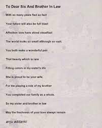 to dear sis and brother in law poem by