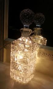 Upcycled Charity Shop Decanter Filled With Led Lights