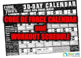 core de force calendar and schedule