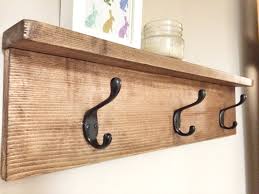 Rustic Wooden Coat Entry Hook Rack With