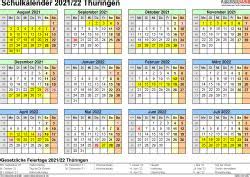 Kalender 2021 mit kalenderwochen und den schulferien und feiertagen von thüringen. Sommerferien 2020 Thuringen