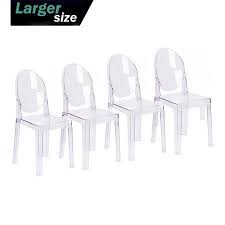 Nice kitchen chairs with casters no arms. 2xhome Set Of 4 Large Size Clear Crystal Mid Century Modern Contemporary Ghost Side Chair Dining Room Chair Victoria Accent Seat Living No Arms Wheels Armless Plastic Dining Chairs Side