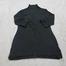 White House Black Market Womens Shirt Dress 3/4 Sleeve Chest Pocket Black Size S