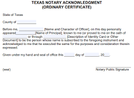 free texas notary acknowledgement
