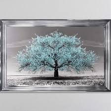 cherry tree framed picture teal
