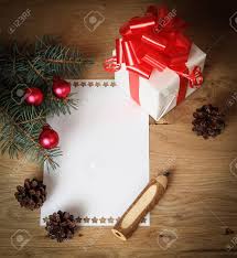 Blank Christmas Card And A Box With Gift On Christmas Background