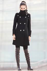 Black Wool Coat Military Winter Coat
