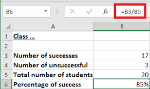 excel how to calculate a percene