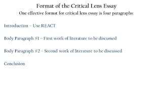 Writing a Critical Lens Essay     What is a critical lens 