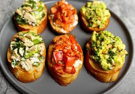 clic party bruschetta with toppings