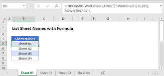 list sheet names with formula excel