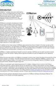 Zw0810 Wireless Rf Motion Sensor User Manual