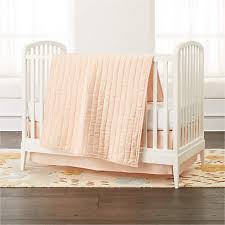 linen light pink baby crib bedding set