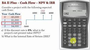 To enter a data series into your baii plus, press 2nd →data. Ba Ii Plus Cash Flows 1 Net Present Value Npv And Irr Calculations Youtube