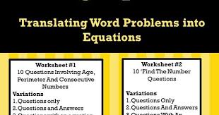 Solving Equations Word Problems Math