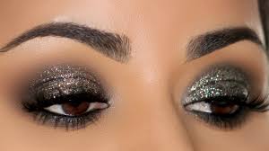 glam black smokey eye with glitter