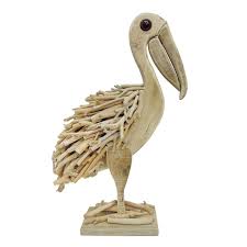 outdoor wooden pelican figurine 22