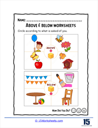 above or below worksheets 15