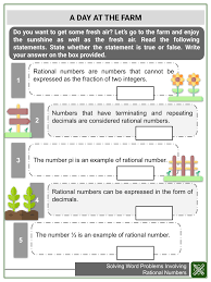 Involving Rational Numbers Math Worksheets