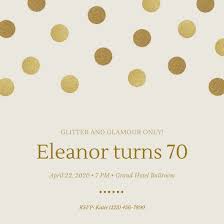 Beige And Gold Polka Dots 70th Birthday Invitation Templates By Canva