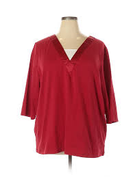 Details About Liz Me Women Red 3 4 Sleeve Top 2x Plus