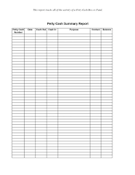 Ledger Sheet Template General Free Petty Cash Log Printable Form