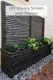 Diy Wood Slat Privacy Screen With Planters