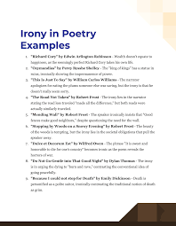 100 irony in poetry exles how to