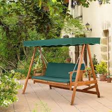 Outsunny 2 In 1 Wood Garden Swing Chair
