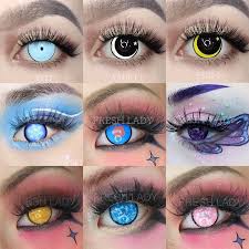 anime red brown red eye contacts cosplay