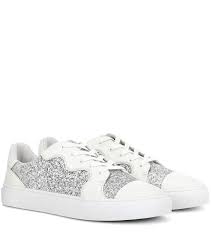 New and preowned, with safe shipping and easy returns. Factory Direct Tory Burch Milo Glitter And Leather Sneakers Silver White Womens Tory Burch Sneakers Sale H98v521 Cheap