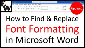 how to find and replace font formatting