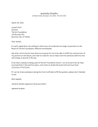 board resignation letter exle