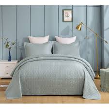 embroidered jade cotton coverlet set