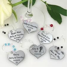 Engraved Wedding Wine Glass Charms