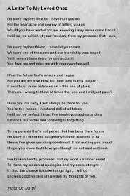 a letter to my loved ones poem